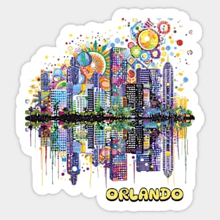 Orlando Florida City Skyline Pop Art Wanderlust Travel Sticker